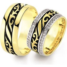 Gümüşcüm El Işi Motifli Altın Kaplama Bayan Gümüş Alyans