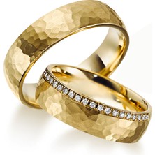 Gümüşcüm Honey Modeli Taşlı Altın Kaplama Bayan Gümüş Alyans