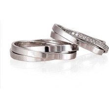 Gümüşcüm Olimpiyat Gümüş Alyans Modeli Taşlı Bayan Alyans