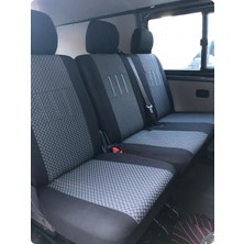 Nemu Ford Transit Custom Uyumlu 5+1 Koltuk Kılıfı - Kırmızı - Siyah