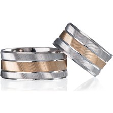 Gümüşcüm Rose Çizgili Gümüş Alyans Modeli Bayan Alyans