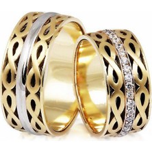 Gümüşcüm Sonsuzluk Altın Kaplama Bayan Gümüş Alyans