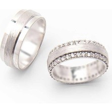 Gümüşcüm Taşlı Gümüş Alyans Modeli Ince Bayan Alyans