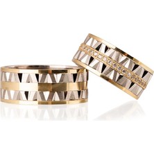 Gümüşcüm V Kesim Altın Kaplama Bayan Gümüş Alyans Modeli