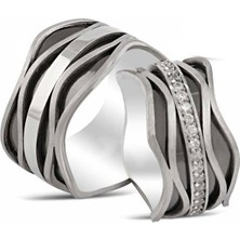 Gümüşcüm Vave Gümüş Alyans Modeli Taşlı Bayan Alyans