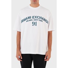 Armani Exchange Logo Baskılı Bisiklet Yaka Pamuk Relaxed Fit T-Shirt Erkek 6rztld ZJ9JZ 91AG