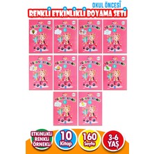 Pembe Renkli Eğitici Etkinlikli Boyama Seti 10 Kitap