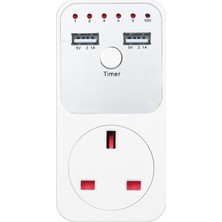 Mbw 2 USB Portu 5 V 2.1A Uk Plug Geri Sayım Zamanlayıcı Soket - Beyaz (Yurt Dışından)