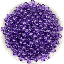 Hedef Bijuteri 8mm Mor / Koyu Lila Akrilik Dünya Model Boncuk,takı , Çanta Yapım Boncuğu (50GR,~200 Adet)