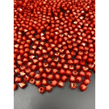 Hedef Bijuteri 10MM Kırmızı Renk Içi Boncuklu Akrilik Küp Model Boncuk,takı,çanta Yapım Boncuğu (100GR,~250 Adet)