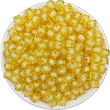 Hedef Bijuteri 50GR 8mm Sarı Renk Içi Boncuklu Akrilik Küp Model Boncuk,takı,çanta Yapım Boncuğu (50GR,~180 Adet)