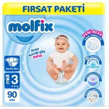 Molfix Bebek Bezi 3 Beden Midi Fırsat Paketi 90 Adet