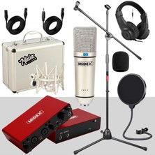 Midex CX1-C Mikrofon + GLX-800 + Kulaklık + MS06 Stand + Shock Mount Pop Filtre Set