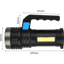 Averantis TG-TZ01601 20W Fener Şarj Edilebilir Taşınabilir Lamba (Şarjlı Ekran Ile)-Siyah (Yurt Dışından)