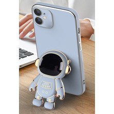 Deilmi Robot Parlak Lila Apple iPhone 13 Pro Max Uyumlu Kamera Korumalı Yumuşak Silikon Stand Luxury Robot Kapak Kılıf