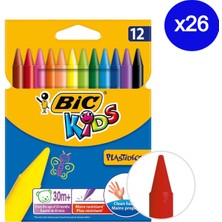 Bic Kids Plastidecor Silindir Mum Boya Kalemi 12 Renk 26 Adet
