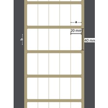 40X20 mm Termal Barkod Etiketi Yan Yana 5 Sıra Yapışkanlı Etiket (1 Rulo = 5000 Adet)