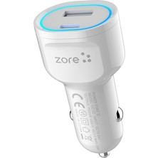 Case 4U Zore Cc-02 Hızlı Araç Şarjı LED Işıklı Qc 3.0 Usb-A ve Type-C Pd Özellikli 20W