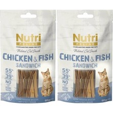 Nutri Feline %95 Tavuk ve Balık Etli Snack 50 gr Kedi Ödül Maması 2 Adet