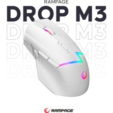 Rampage Drop M3 Beyaz Rgb Şarjlı Kablolu/kablosuz 10000DPI 10D Gaming Oyuncu Mouse