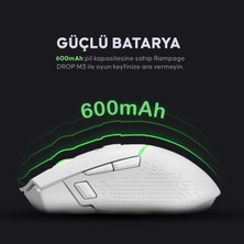 Rampage Drop M3 Beyaz Rgb Şarjlı Kablolu/kablosuz 10000DPI 10D Gaming Oyuncu Mouse