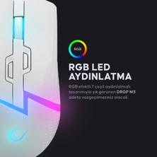 Rampage Drop M3 Beyaz Rgb Şarjlı Kablolu/kablosuz 10000DPI 10D Gaming Oyuncu Mouse