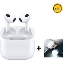 Melfshop Airpods 3. Nesil Silikonsuz Bluetooth Kulaklık  + 1 Adet Usb Lamba