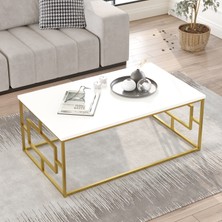 L'occi Concept Arnis 100*60 cm Gold Metal Orta Sehpa Beyaz AS12-W