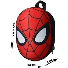 Dzc Kuzenler Avm Kreş & Anaokulu Çocuk Sırt Okul Çantası Örümcek Kafa 3-6 Yaş 5d Kabartmalı 33CM Kırmızı