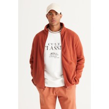 Altınyıldız Classics Erkek Açık Kahve Anti-pilling Tüylenme Yapmayan Standart Fit Dik Bato Yaka Sweatshirt Polar Ceket