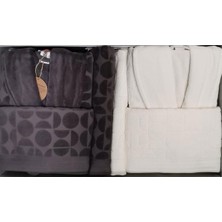 Özdilek Circular Aile Bornoz Seti Krem-Antrasit