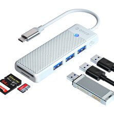 Orico Type-C To 3.0 Tf Sd Kart Okuyucu 3 Portlu USB 3.0 Çoklayıcı Adaptör Beyaz