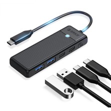 Orico 4 Portlu Type-C To USB 3.0 / Type-C Pd 100W Yüksek Hızlı 5gbps Hub Çoklayıcı Siyah