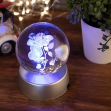 Keyfim Shop Dekoratif Renk Değiştiren Gül Temalı 3D Cam Küre