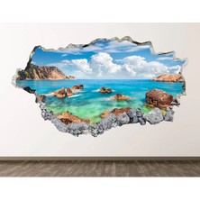 Kt Grup Mavi Deniz ve Gökyüzü Full Hd Baskı 3D Modern Duvar Sticker