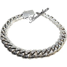 Amberkan Gümüş Tek Taraflı Otantik Desenli Gurmet Bileklik