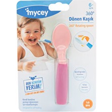 Mycey 360 Derece Dönebilen Mama Kaşığı 6+ Ay Pembe