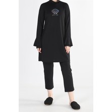 Plistre 2159_Baskılı Boneli Tam Kapalı Likralı 3'lü Tesettür Mayo