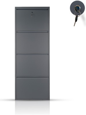 Ata Group 4'lü Kilitli Antrasit Metal Ayakkabılık