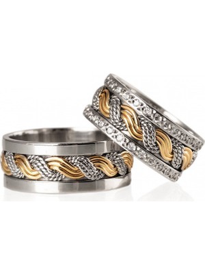 Gümüşcüm Üç Sıra Örgü Gümüş Alyans Modeli Bayan Alyans