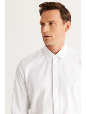 ALTINYILDIZ CLASSICS Erkek Beyaz Slim Fit Dar Kesim %100 Pamuk Klasik Yaka Gömlek
