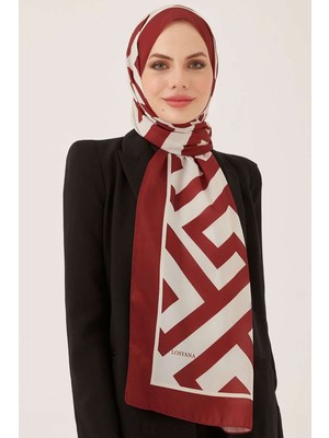 Losyana Zikzak Desen Krep Şal Bordo