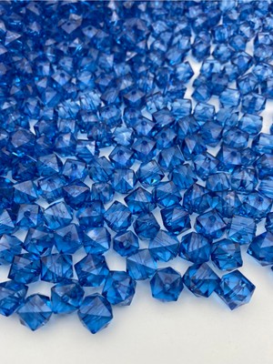 Hedef Bijuteri 100GR 14MM Saks Mavisi / Koyu Mavi Küp, Kübik Akrilik Boncuk,takı ,çanta Boncuğu (100GR,~80ADET)