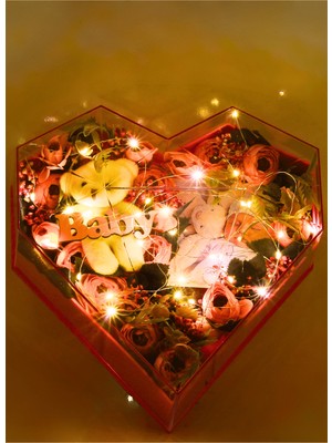 Burdan Eve Kişiye Özel Fotoğraflı Kalpli Kız Bebek Hediyesi Işıklı Yeni Doğmuş Bebek Hediyesi Duvara Askılı Bebek Hediyesi