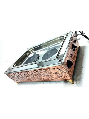 Tiryaki Bakır Kumda Kahve Makinesi Çift Pleytli Büyük Boy 55X33 cm A++ Kumda Kahve A++ Safir Çay Kazanları