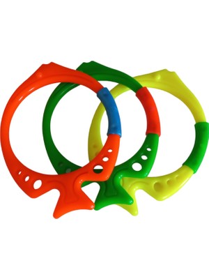 Arvallı Çocuklara Özel Büyük Boy Havuz Dalış Eğitimi Halkası Üçlü Karışık Renkli Set