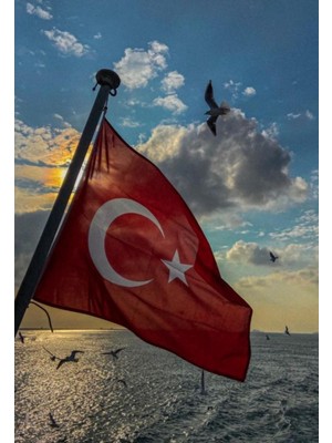 Hobi Art Market Türk Bayrağı Manzara 33X48 Poster Duvar Posteri Çift Taraflı Bant Hediye