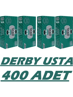 Derby Usta 4 Paket - 400 Adet Tüm Yaprak Jilet Berber Tıraş Bıçağı