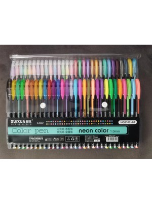 Linea Zuixua Jel Kalem Neon Color Pen Yazı Çizim ve Işaretleme Kalemi 60 Renk