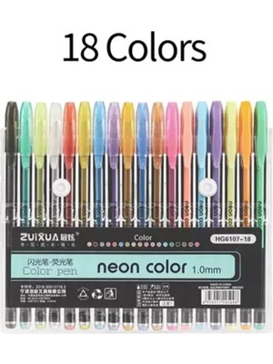 Linea Zuixua Jel Kalem Neon Color Pen Yazı Çizim ve Işaretleme Kalemi 18 Renk